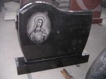 #132 - All Polished Black Granite - Etching of Sacred Heart of Mary