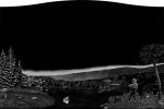 #50 - Black Granite Etching - Etching of a fisherman on lake